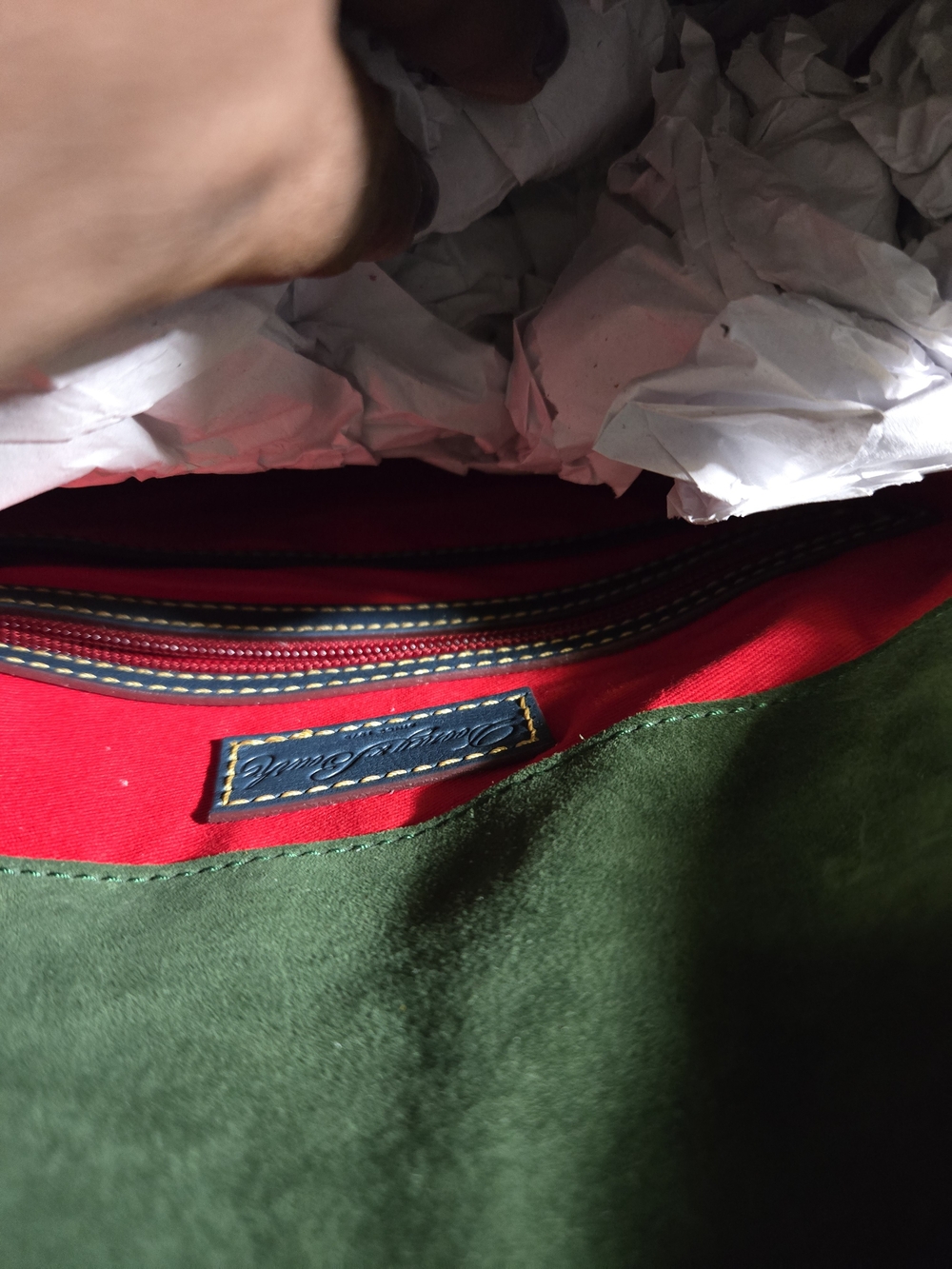 Dooney & Bourke Medium Satchel in Denim. Florentine Leather with Gold Hardware. - Picture 9 of 12